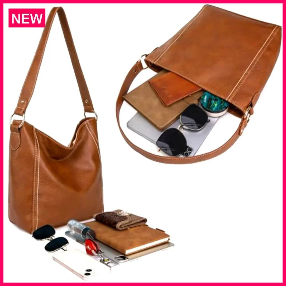 Luxury Vegan Leather Hobo Shoulder Bag, 13x11x4.7 Inches, Everyday Purse - Picture 4 of 8